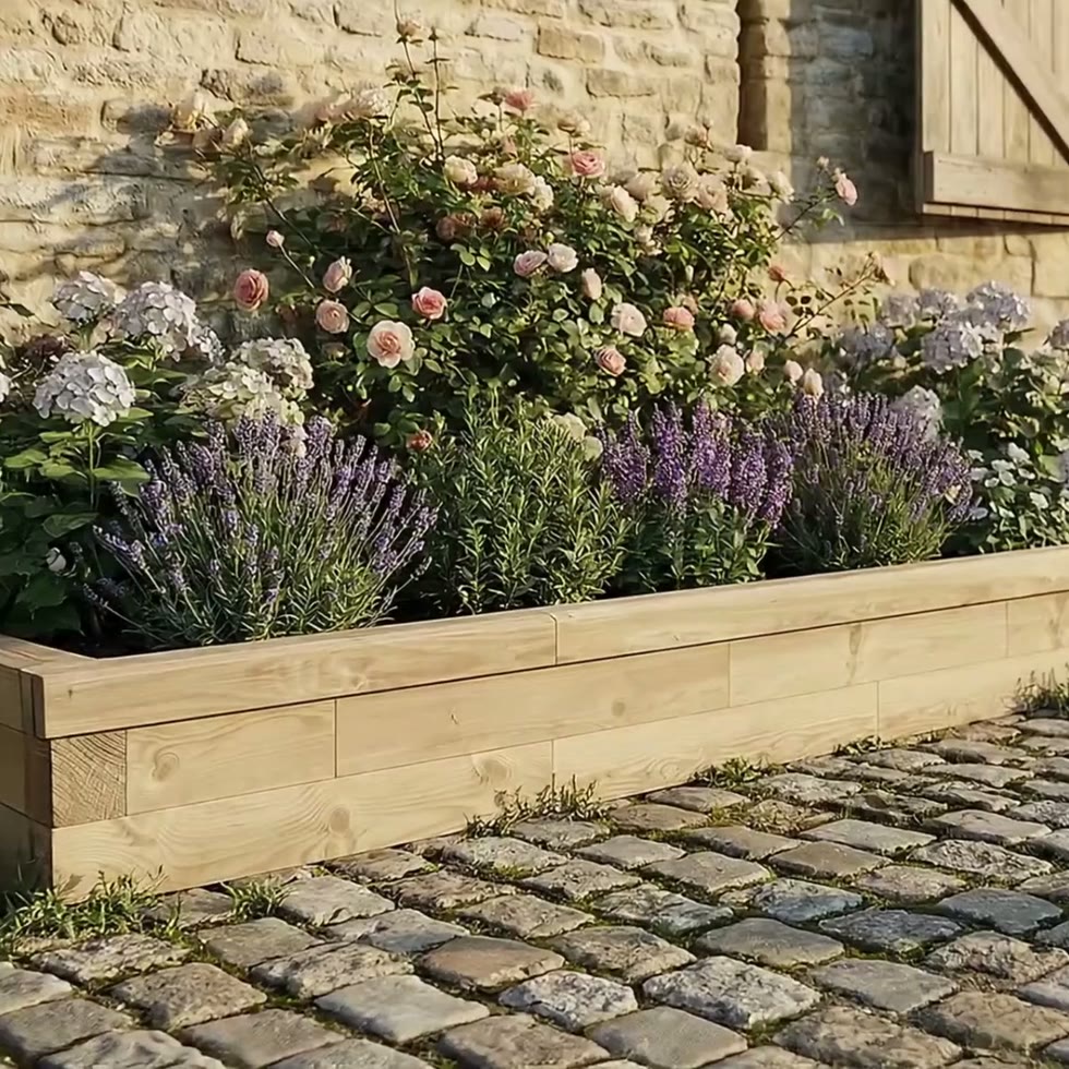 Bordura da giardino in legno / 3,0 x 1,125 x 0,25 m