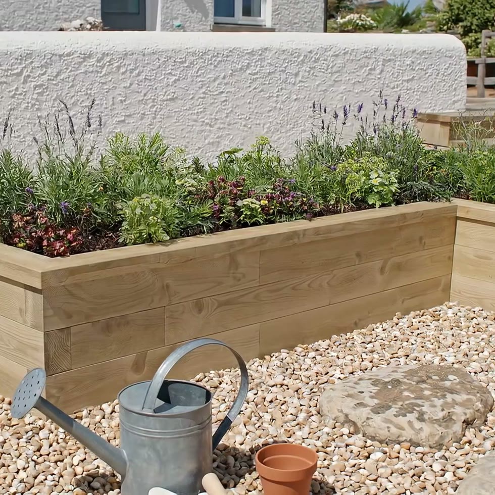 Letto da giardino rialzato a forma di L / 2,625 x 1,125 x 0,75 x 0,35 m
