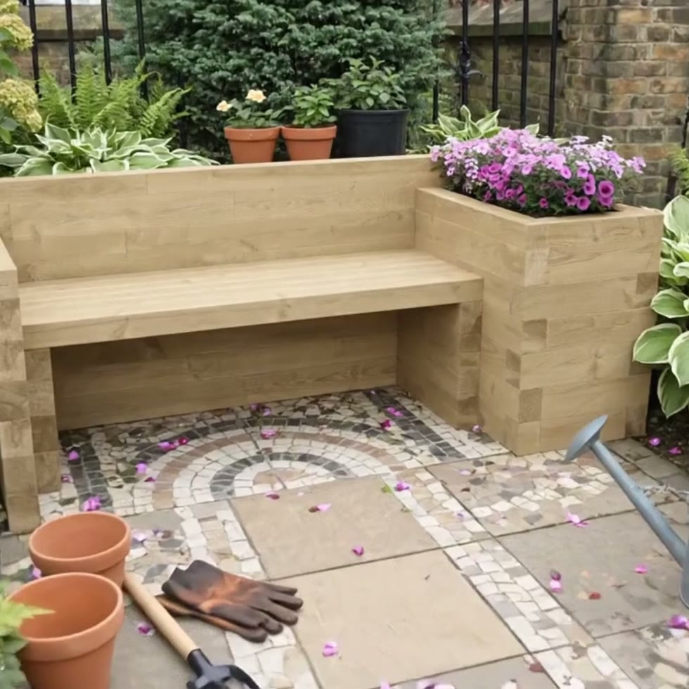 Panchina da giardino con fioriera singola / 2,025 x 0,75 x 0,75 m