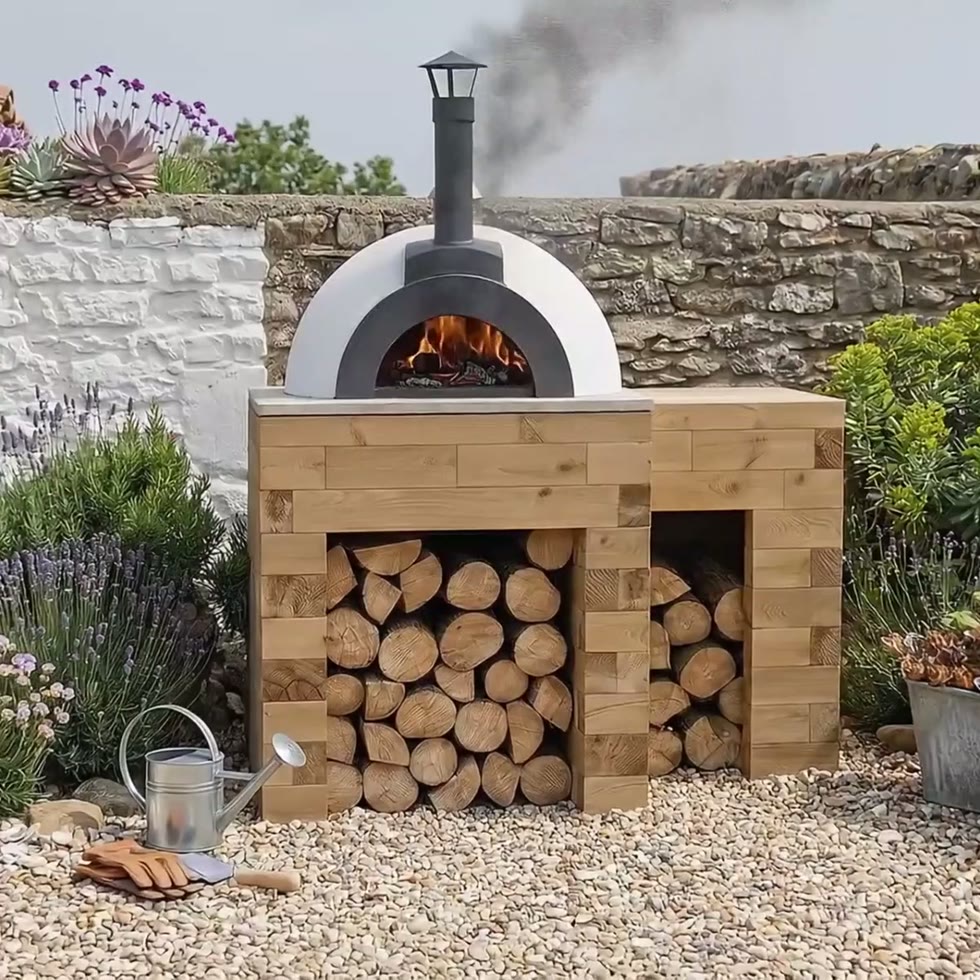 Tavolo per forno per pizza con area di preparazione / 1,5 x 0,9 x 0,95 m