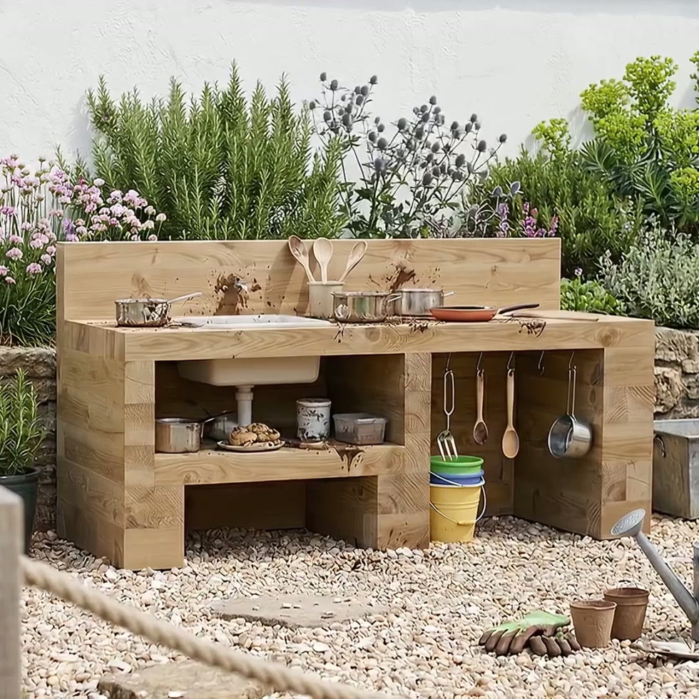 Cucina di fango per bambini / 1,5 x 0,6 x 0,55 m