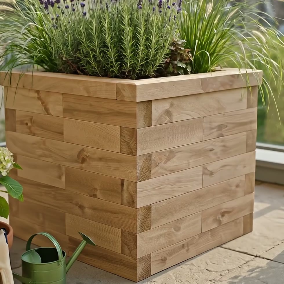 Grande fioriera cubica in legno da giardino / 0,75 x 0,75 x 0,75 m