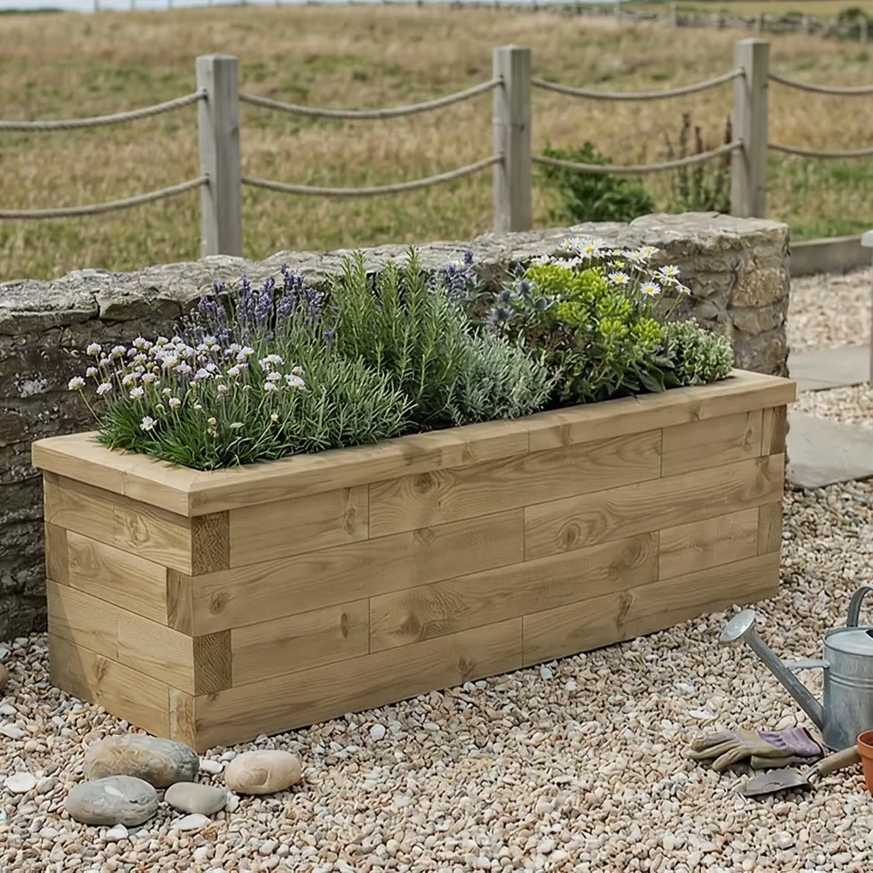 Fioriera da giardino sottile in legno / 1,125 x 0,45 x 0,45 m