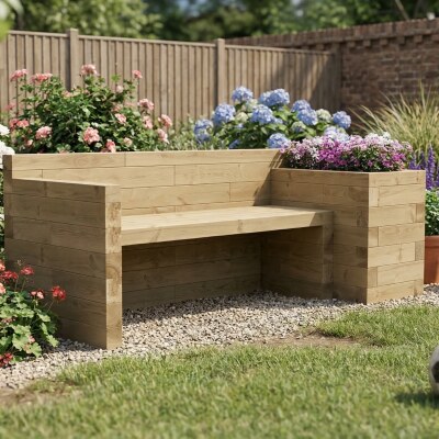 Panchina da giardino con fioriera singola / 2,025 x 0,75 x 0,75 m