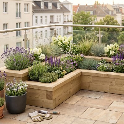 Fioriera angolare per erbe aromatiche / 1,5 x 0,75 x 0,35 m
