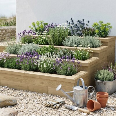 Fioriera in legno per erbe aromatiche a gradini / 1,5 x 1,5 x 0,55 m