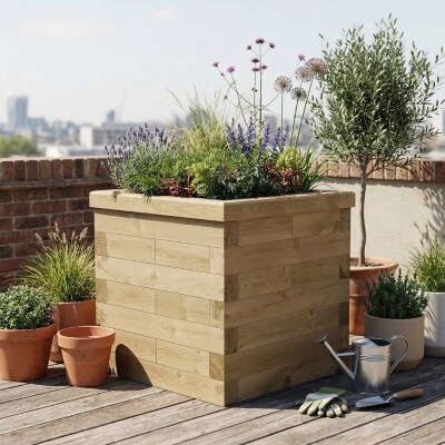 Grande fioriera cubica in legno da giardino / 0,75 x 0,75 x 0,75 m