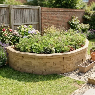 Letto rialzato semicircolare / 2,325 x 1,32 x 0,45 m