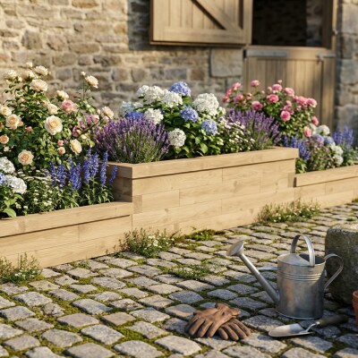 Fioriera a gradini lunghi / 3,75 x 0,75 x 0,45 m