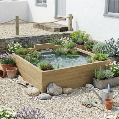 Grande laghetto rialzato con lama d'acqua / 2,25 x 2,25 x 0,65 m