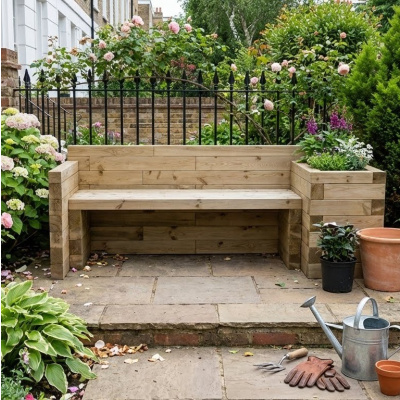 Panchina da giardino con fioriera singola / 2,025 x 0,75 x 0,75 m