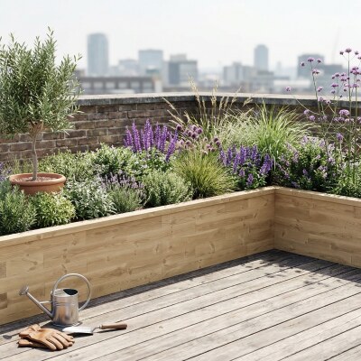 Letto rialzato a forma di L / 3,75 x 2,25 x 1,2 x 0,825 x 0,55 m