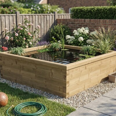 Kit per laghetto Koi rialzato quadrato / 1,5 x 1,5 x 0,55 m