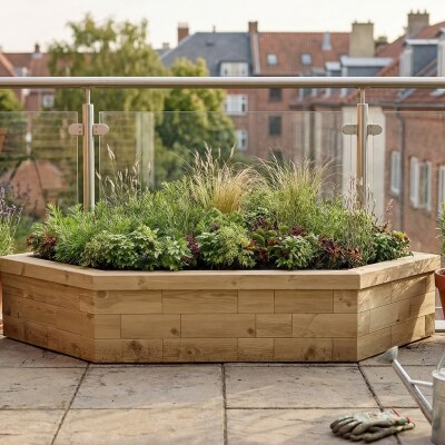 Letto rialzato da giardino angolare / 1,5 x 1,5 x 0,35 m