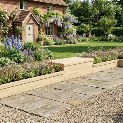 Curved Corner Border Planter with Seating