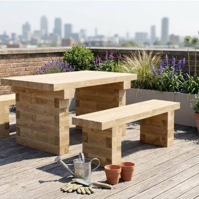 Table and Bench Set / 1.5 x 1.65 x 0.75 m