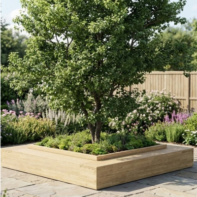 Wooden Tree Bench Kit / 2.7 x 2.7 x 0.55m