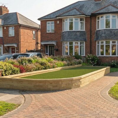 Terrazzamento da giardino curvo a più livelli / 6 m x 3,33 m