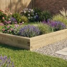 Bordura da giardino in legno con svolta / 3,0 x 1,5 x 0,25 m