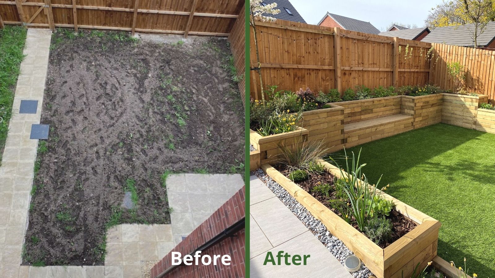 WoodBlocX garden before and after WoodBlocX garden before and after